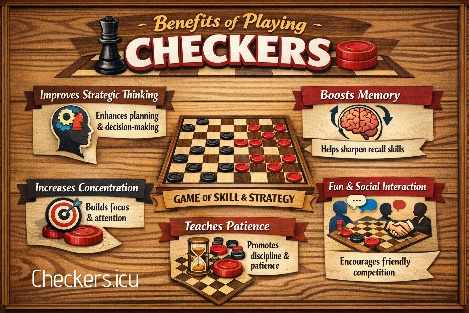 Benefits of playing checkers game